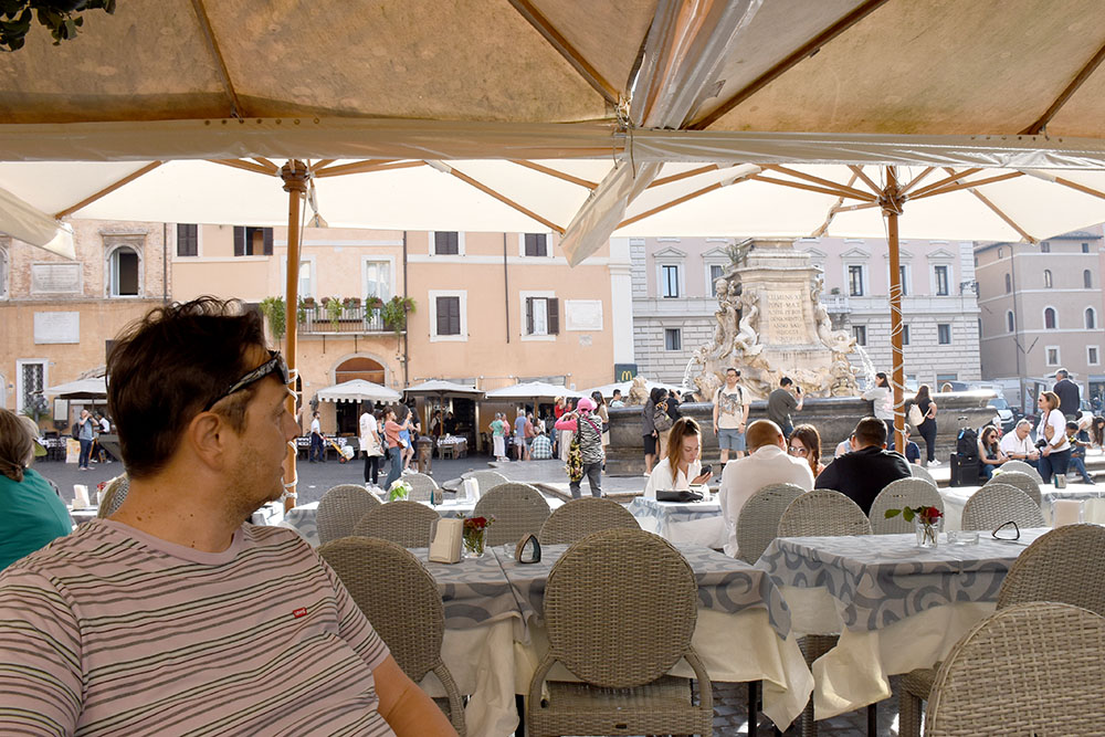 Enjoying in restaurant on the Piazza della Rotonda, in front the Pantheon